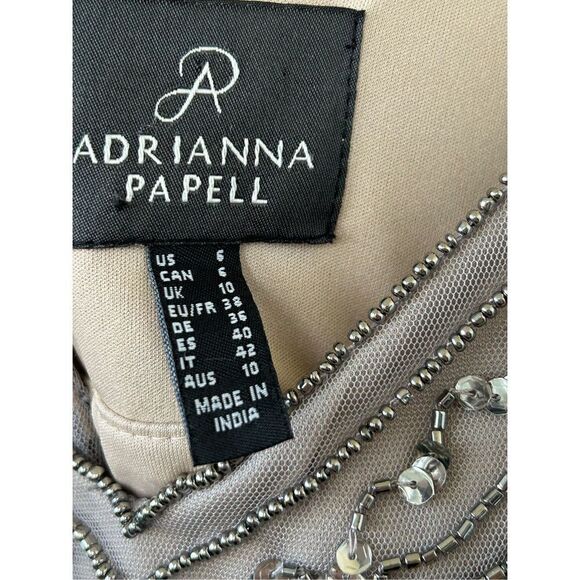 Adrianna Papell Empire Waist Dress Gown Sequined Beaded Spaghetti Strap Women's - Picture 7 of 9